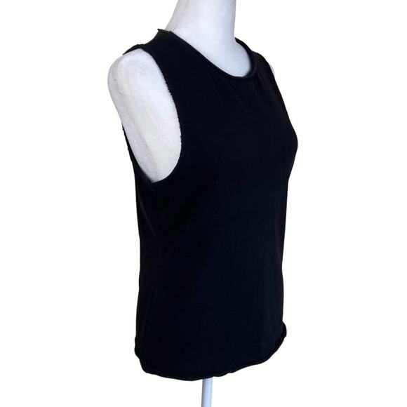 Nation LTD Basic Black Cotton Tank Top Distressed Rolled Trims Casual Minimalist - Picture 4 of 16